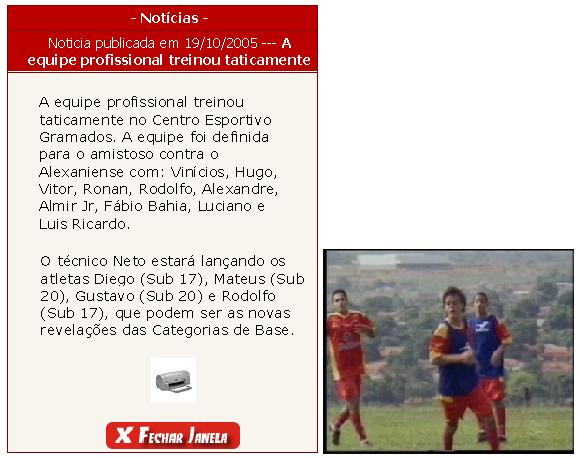 Noticia e Treino do Profissional